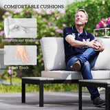 Outsunny Four-Piece Garden Corner Sofa Set with 2 Loveseats and 2 Coffee Tables - Grey