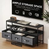 HOMCOM TV Stand Cabinet with 3 Foldable Drawers - Black