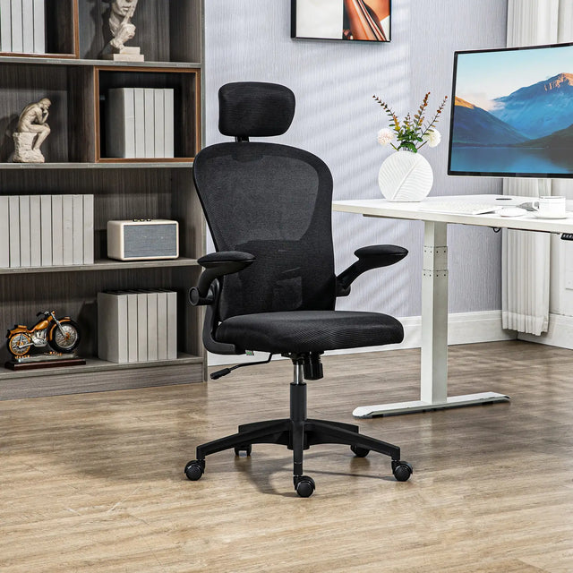 Vinsetto Multi-Adjustable Office Chair, with Lumbar Support, Headrest and Mesh Back - Black