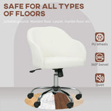 HOMCOM 46-56 cm Velvet-feel Office Chair - Cream