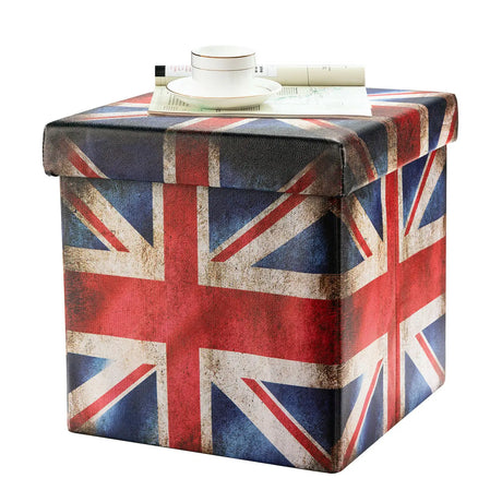 Folding Storage Ottoman Waterproof Padded Stool