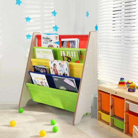 Children's Bookshelf with 4 Storage Compartments