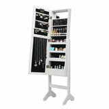 Standing Jewelry Armoire with 18 LED Lights & Mirror