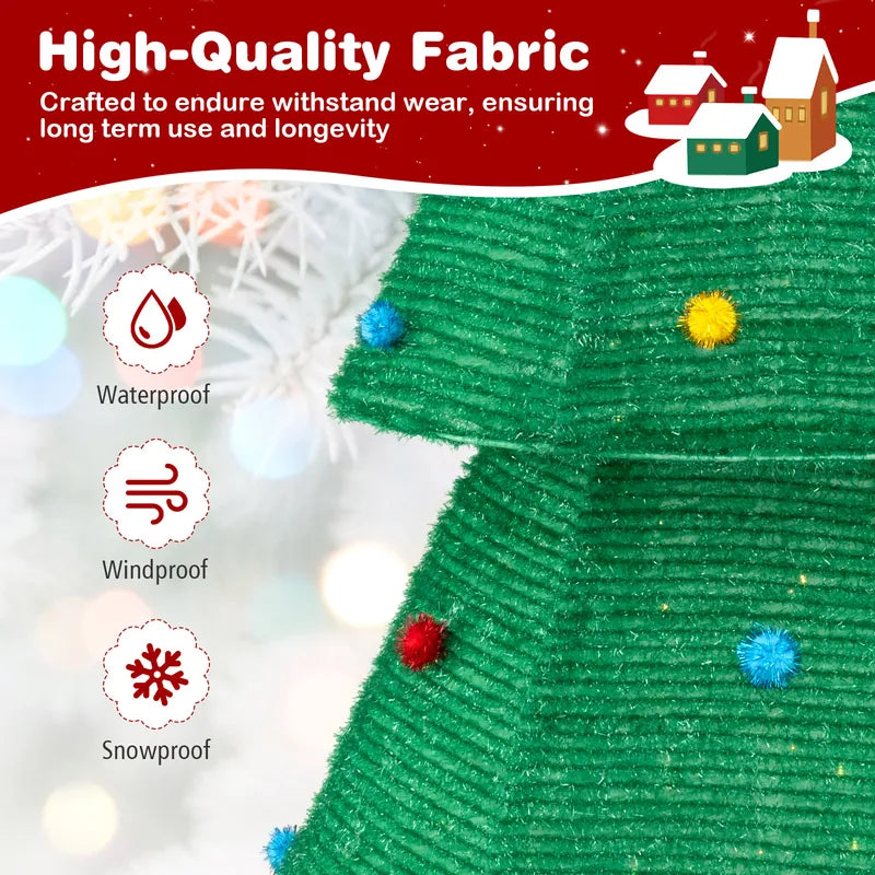 190 CM Lighted Collapsible Christmas Tree with 200 LED Warm Light