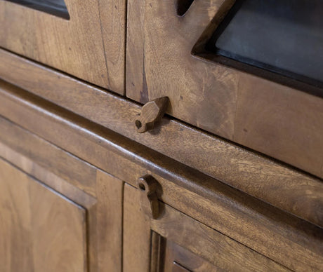 Giner and Colomer - Provencal-Style Mango Wood Display Cabinet (2 Glass Doors, 2 Wooden Doors)