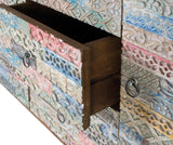 Giner and Colomer - Solid Wood Sideboard (2 Doors, 3 Multicolored Drawers, Hand-Carved)