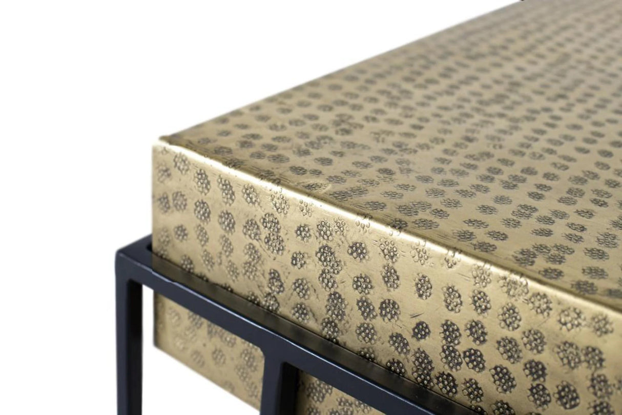 Giner and Colomer - Industrial Square Coffee Table With Die-Cut Gold Surface