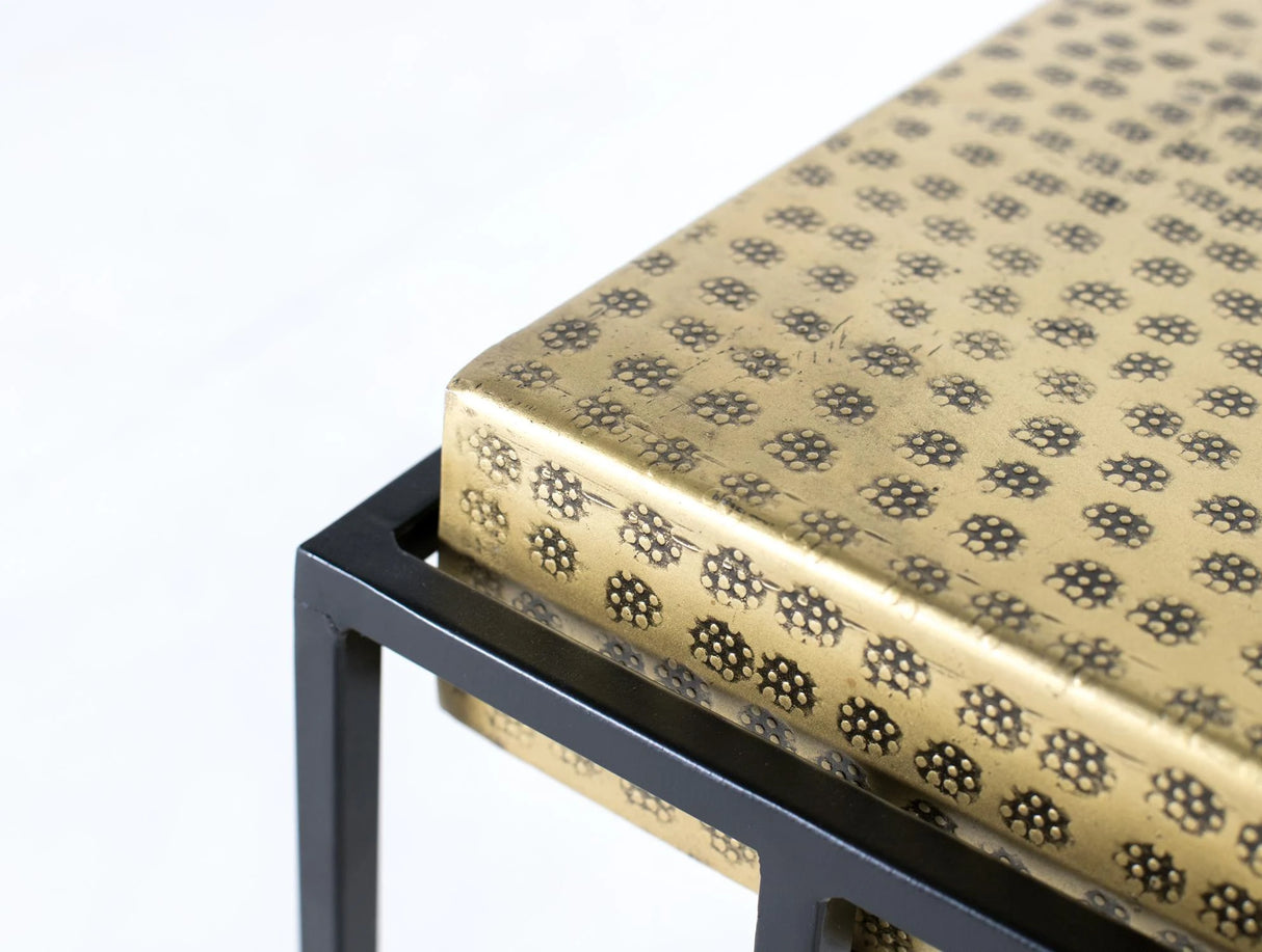 Giner and Colomer - Industrial Side Table With Die-Cut Gold Top