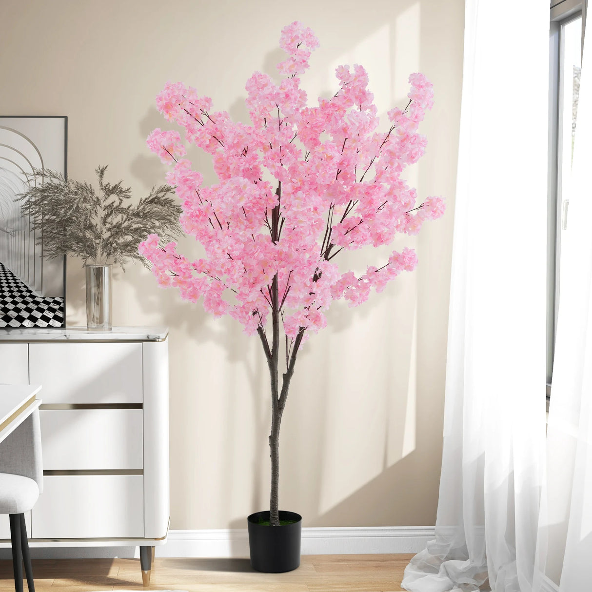 6.5 FT Tall Artificial Cherry Blossom Tree with 1170 Pink Flowers