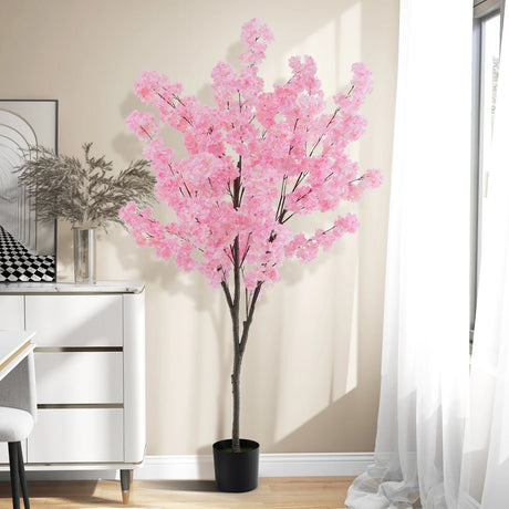 6.5 FT Tall Artificial Cherry Blossom Tree with 1170 Pink Flowers