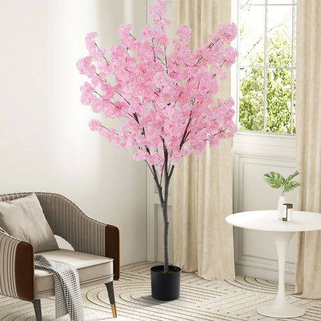 6.5 FT Tall Artificial Cherry Blossom Tree with 1170 Pink Flowers