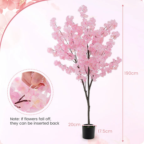 6.5 FT Tall Artificial Cherry Blossom Tree with 1170 Pink Flowers