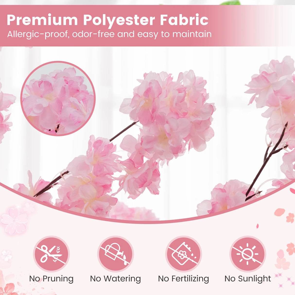 6.5 FT Tall Artificial Cherry Blossom Tree with 1170 Pink Flowers