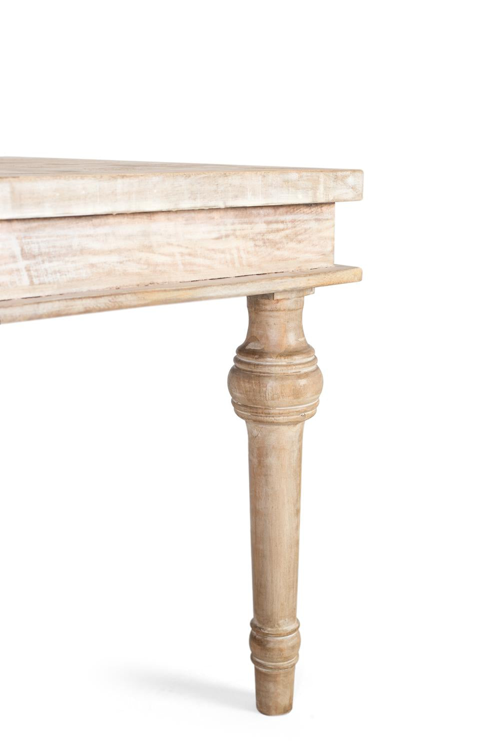 Giner and Colomer - White Patina Mango Wood Dining Table With Carved Geometric Top (240 cm)