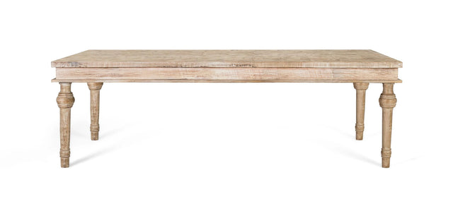 Giner and Colomer - White Patina Mango Wood Dining Table With Carved Geometric Top (200 cm)