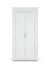 Giner and Colomer - Distressed White Mango Wood Wardrobe With Golden Details