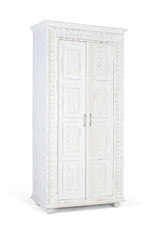 Giner and Colomer - Distressed White Mango Wood Wardrobe With Golden Details