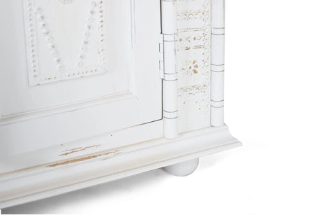 Giner and Colomer - Distressed White Mango Wood Wardrobe With Golden Details