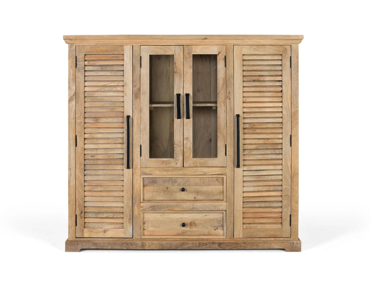 Giner and Colomer - Mango Wood Cupboard (Central Glass Doors, 2 Wooden Side Doors)