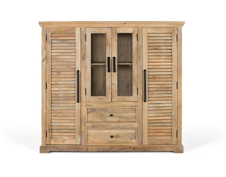 Giner and Colomer - Mango Wood Cupboard (Central Glass Doors, 2 Wooden Side Doors)