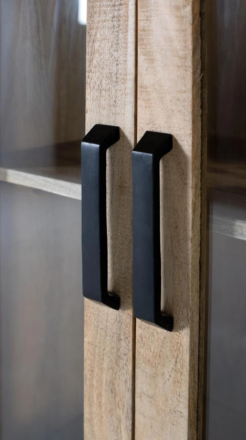 Giner and Colomer - Mango Wood Cupboard (Central Glass Doors, 2 Wooden Side Doors)