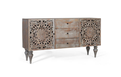 Giner and Colomer - Hand-Carved Mango Wood Sideboard (2 Doors, 3 Drawers)