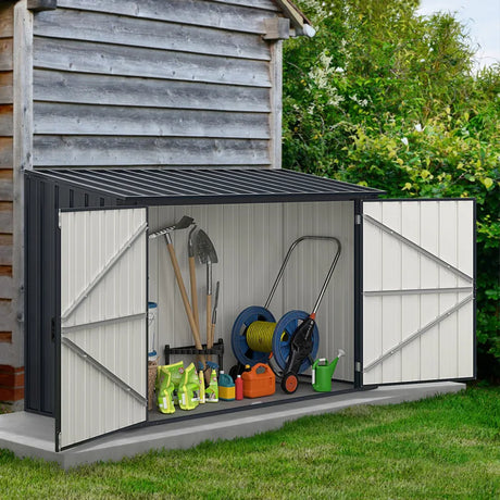 6.3 x 2.8 FT Metal Outdoor Storage Shed Rustproof Steel Tool Shed with Lockable Door-Gray