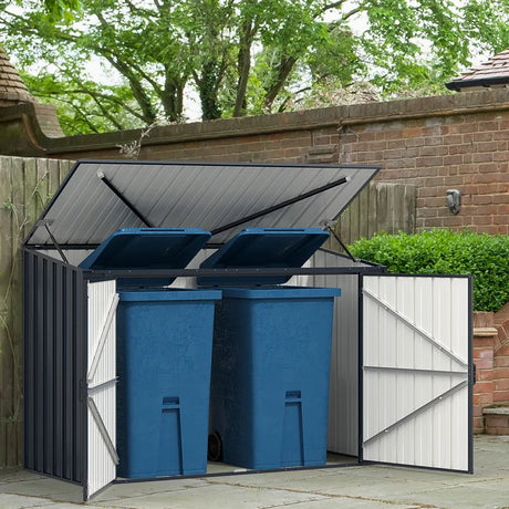 6.3 x 2.8 FT Metal Outdoor Storage Shed Rustproof Steel Tool Shed with Lockable Door-Gray