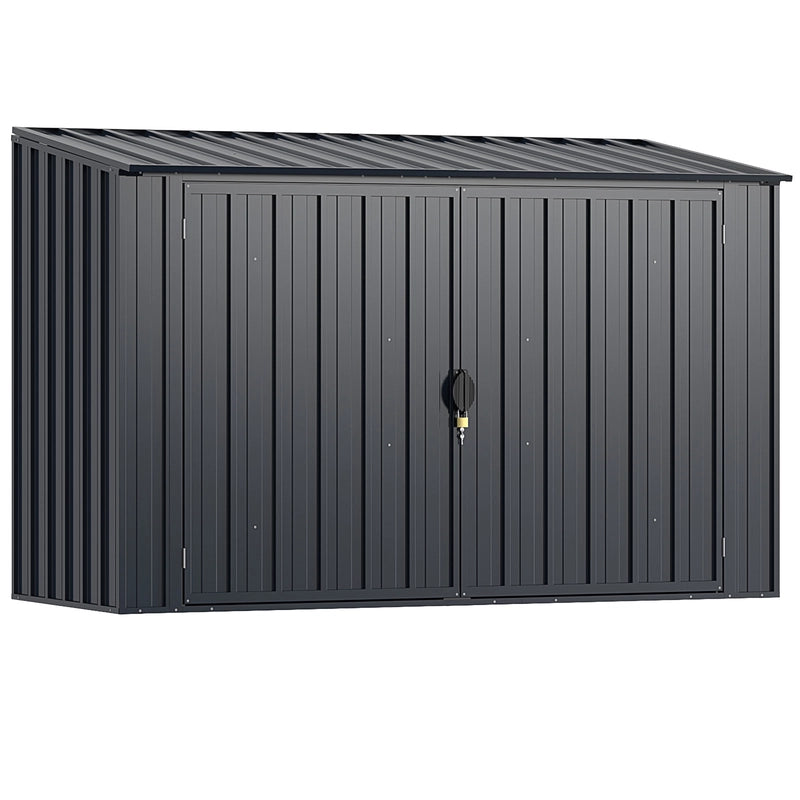 6.3 x 2.8 FT Metal Outdoor Storage Shed Rustproof Steel Tool Shed with Lockable Door-Gray