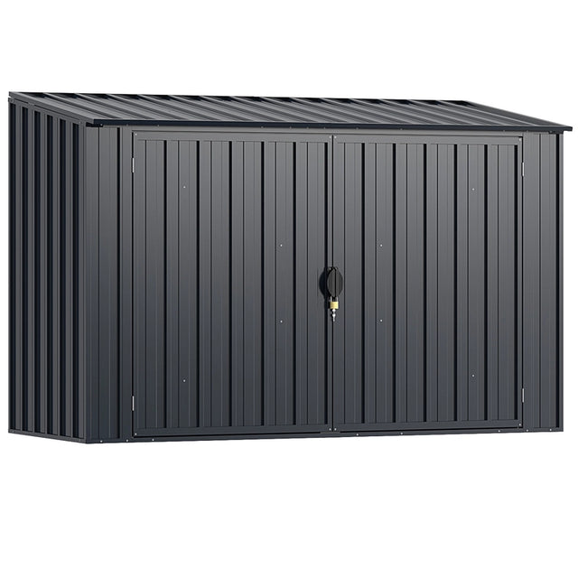 6.3 x 2.8 FT Metal Outdoor Storage Shed Rustproof Steel Tool Shed with Lockable Door-Gray