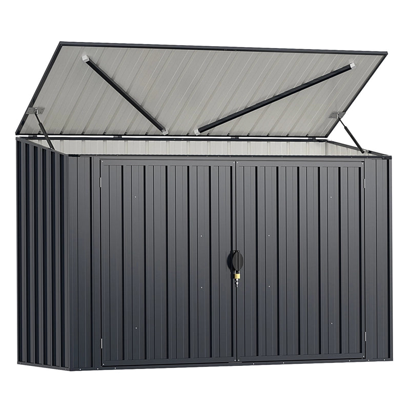 6.3 x 2.8 FT Metal Outdoor Storage Shed Rustproof Steel Tool Shed with Lockable Door-Gray