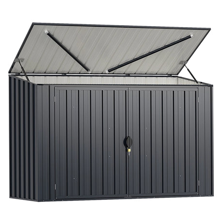 6.3 x 2.8 FT Metal Outdoor Storage Shed Rustproof Steel Tool Shed with Lockable Door-Gray