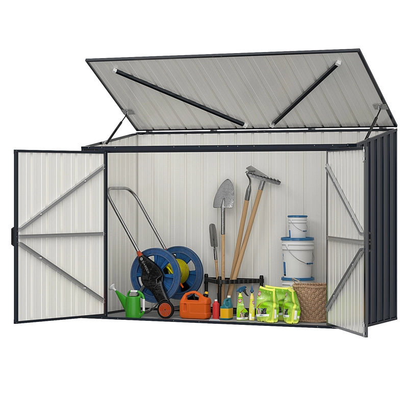 6.3 x 2.8 FT Metal Outdoor Storage Shed Rustproof Steel Tool Shed with Lockable Door-Gray