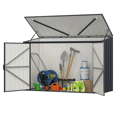 6.3 x 2.8 FT Metal Outdoor Storage Shed Rustproof Steel Tool Shed with Lockable Door-Gray