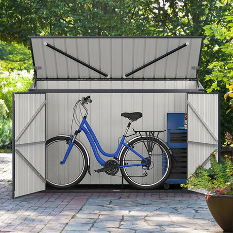 6.3 x 2.8 FT Metal Outdoor Storage Shed Rustproof Steel Tool Shed with Lockable Door-Gray