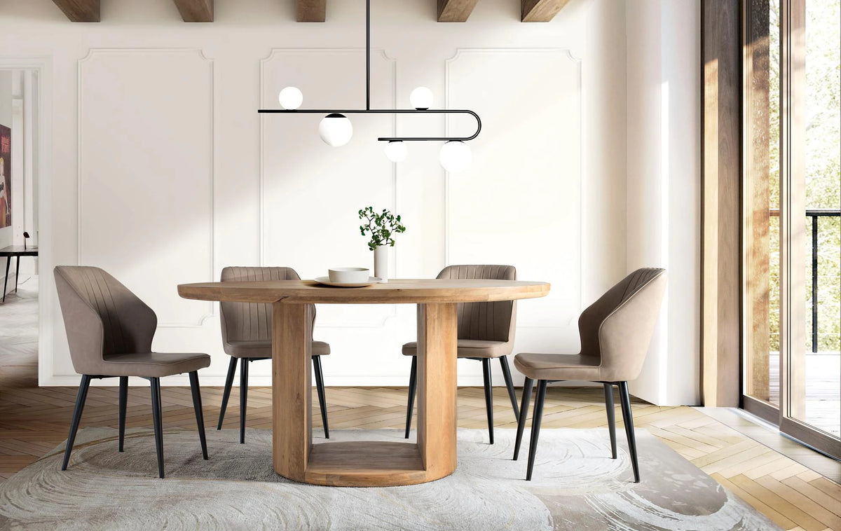 Giner and Colomer - Round Mango Wood Dining Table (150 cm) With Thick Top & Central Opening
