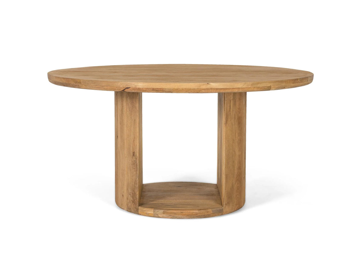 Giner and Colomer - Round Mango Wood Dining Table (150 cm) With Thick Top & Central Opening