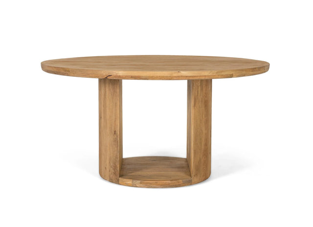 Giner and Colomer - Round Mango Wood Dining Table (150 cm) With Thick Top & Central Opening