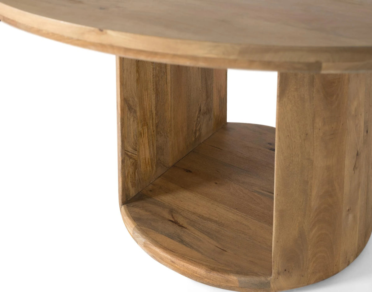 Giner and Colomer - Round Mango Wood Dining Table (150 cm) With Thick Top & Central Opening