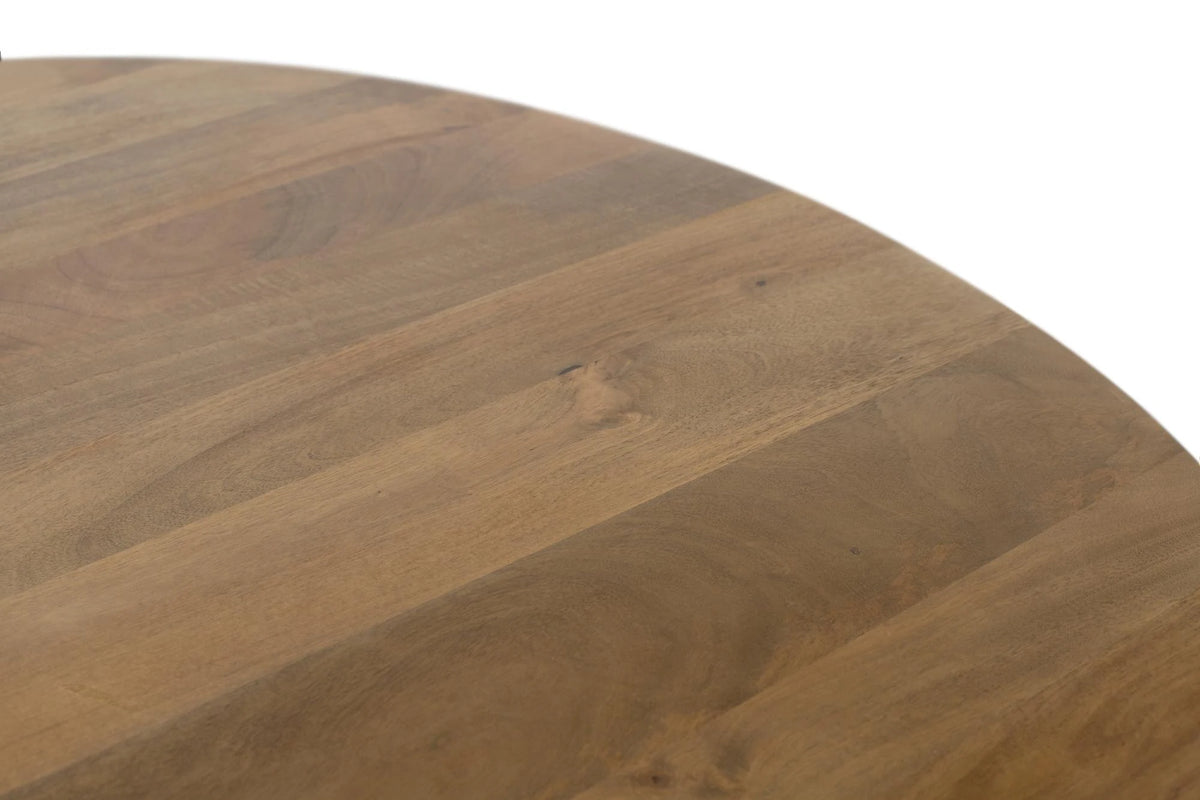 Giner and Colomer - Round Mango Wood Dining Table (150 cm) With Thick Top & Central Opening