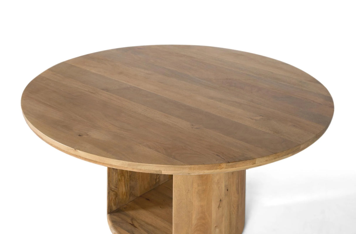 Giner and Colomer - Round Mango Wood Dining Table (150 cm) With Thick Top & Central Opening