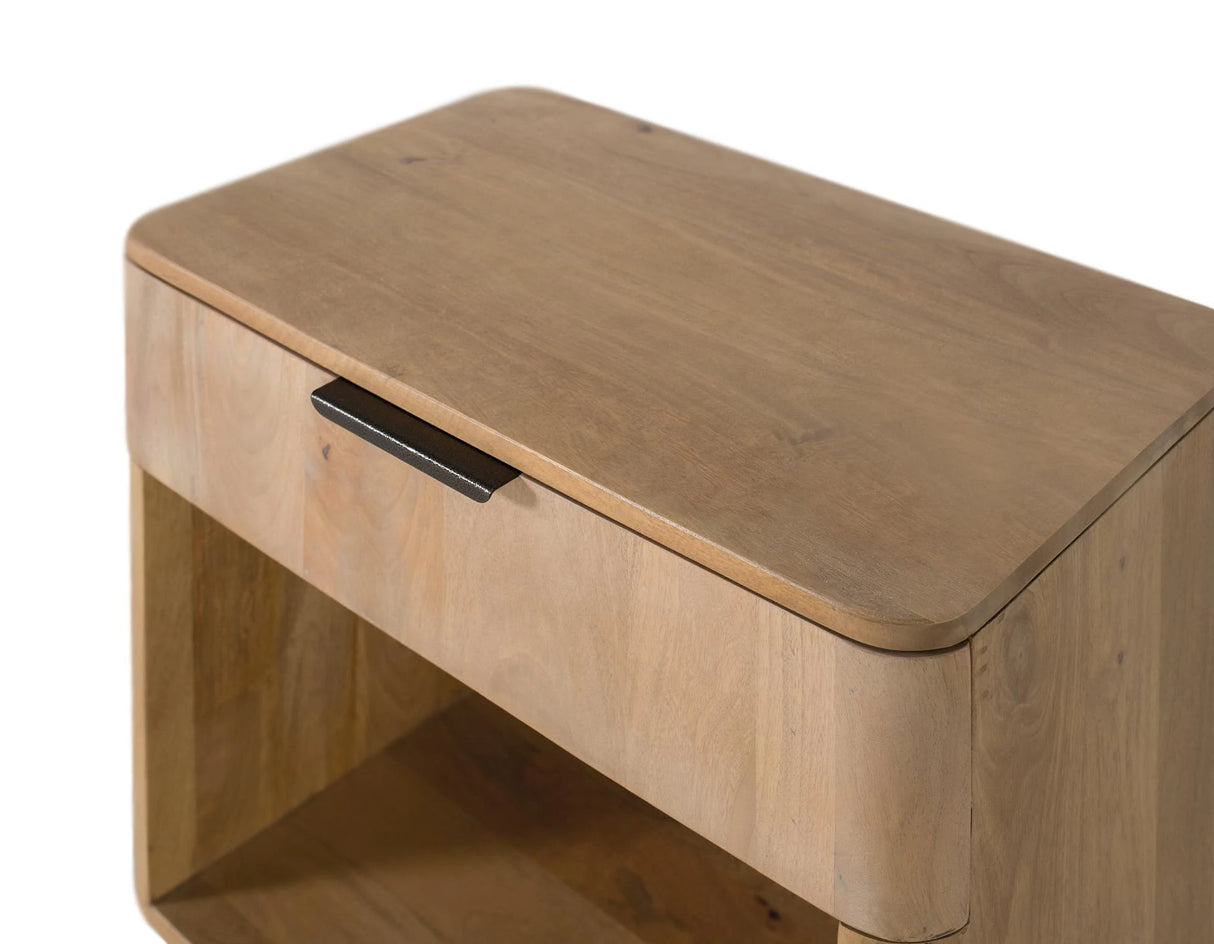 Giner and Colomer - Mango Wood Coffee Table (1 Drawer, Open Space) With Rounded Corners