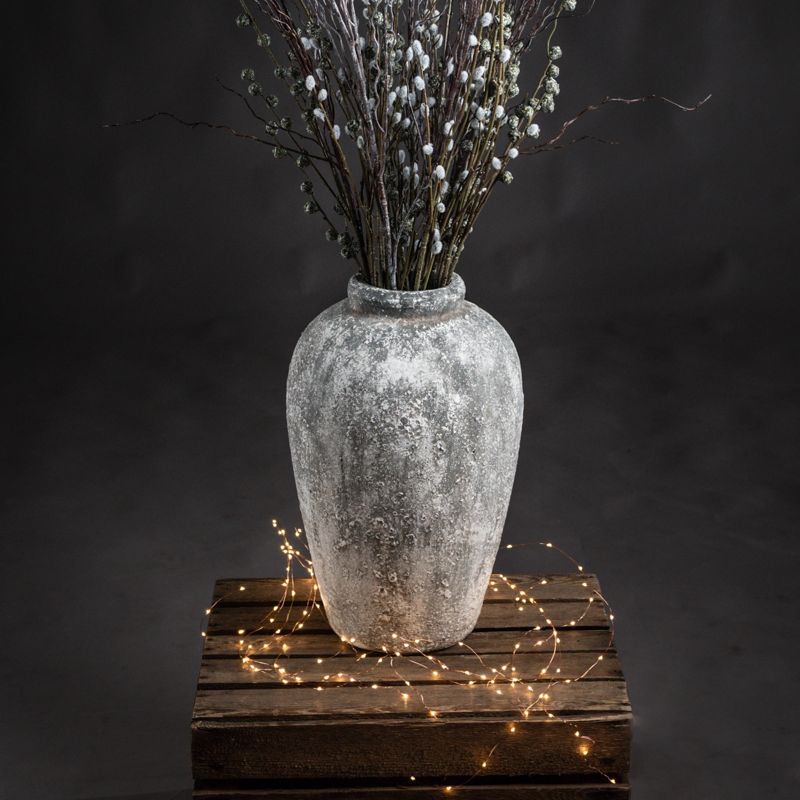 Aged Stone Tall Ceramic Vase