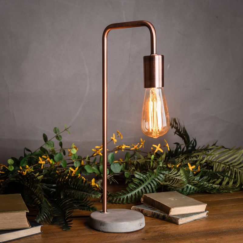 Copper Industrial Lamp With Stone Base