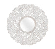 Giner and Colomer - Round Hand-Carved MDF Mirror (White Patina, Exotic Influences)
