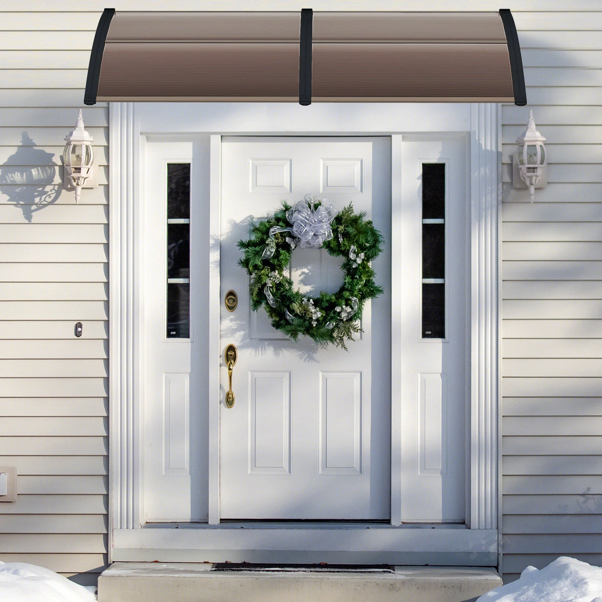 Outdoor Front Door Patio Overhang Awning for Sunlight Rain Snow Wind Protection-80 x 40 Inch