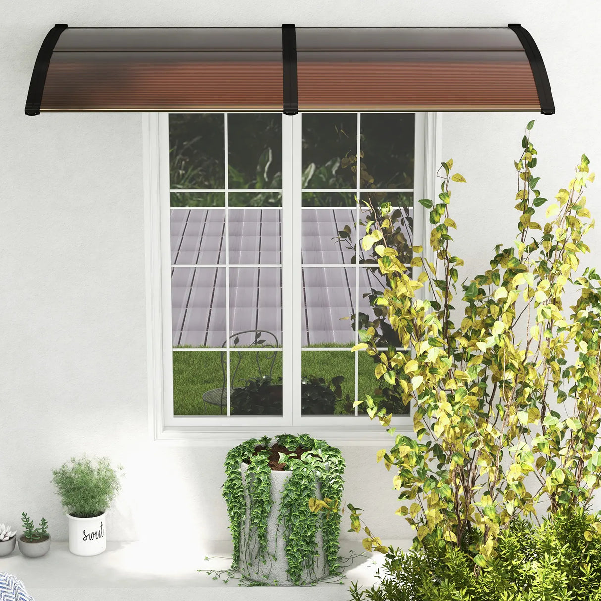 Outdoor Front Door Patio Overhang Awning for Sunlight Rain Snow Wind Protection-80 x 40 Inch