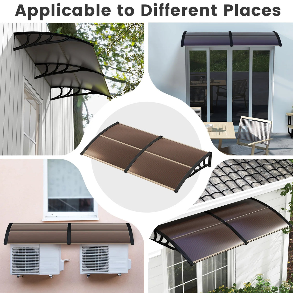 Outdoor Front Door Patio Overhang Awning for Sunlight Rain Snow Wind Protection-80 x 40 Inch