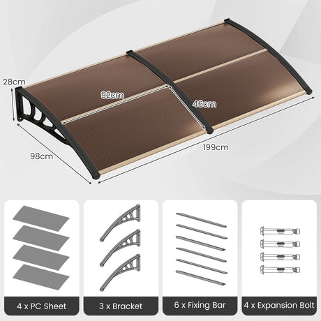 Outdoor Front Door Patio Overhang Awning for Sunlight Rain Snow Wind Protection-80 x 40 Inch