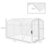 Outsunny Polytunnel Greenhouse Walk-in Grow House with UV-resistant PE Cover, Door and Galvanised Steel Frame, 2 x 2 x 2m, White